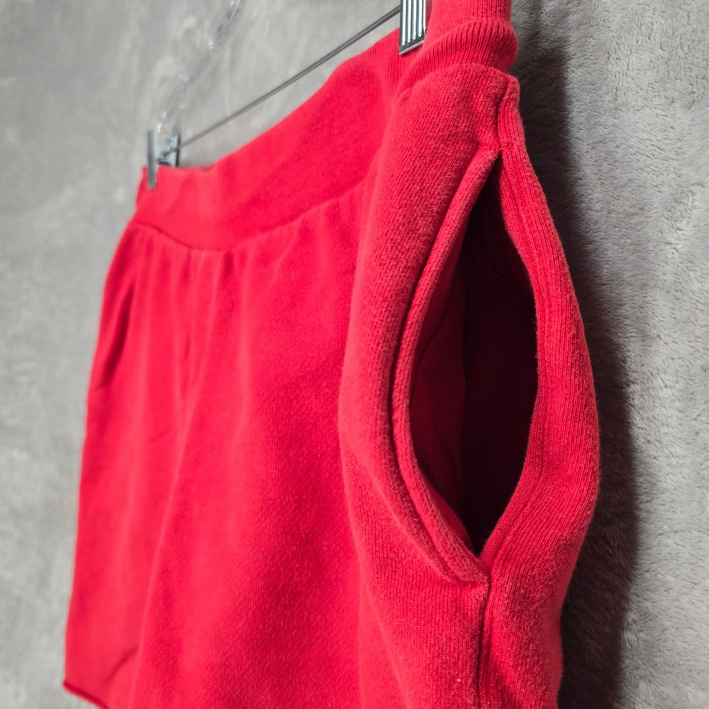 Champion Reverse Weave Shorts Mens XL Red Big Logo Cut Off Raw Hem Sweat Shorts - Picture 11 of 14